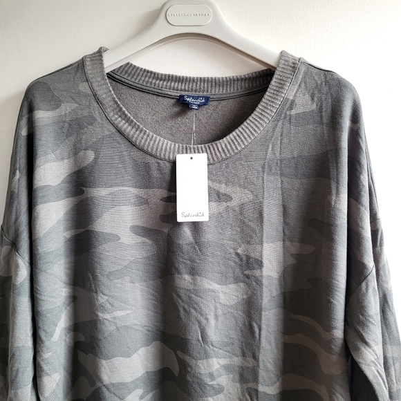 New Splendid Supersoft Camo Crewneck L/S Pullover Shirt/Light Sweater NWT XL - Picture 5 of 10